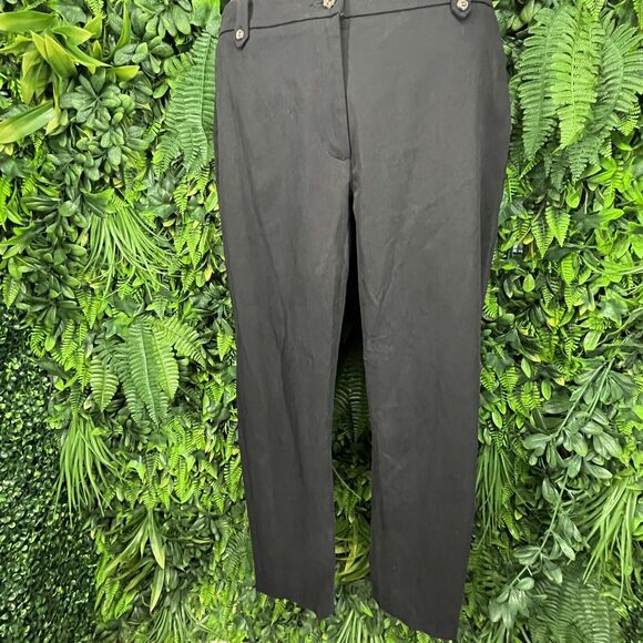 H&M Pants Women 12 Black Ankle Dress Work Button Accent NWT 0966 - Picture 7 of 10